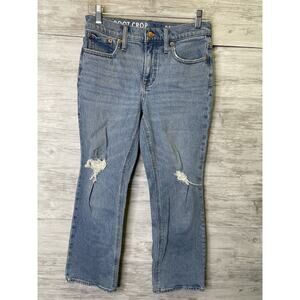 J Crew Jeans Womens 26 Blue Demi Boot Crop Distressed Raw Hem Stretch BH771 FA22